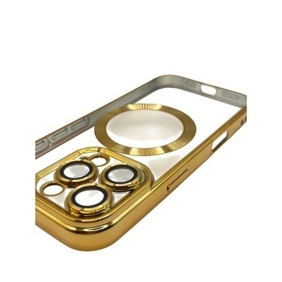 iPhone 16 Pro Max Clear Protective Case Gold Metallic Trim NEW - Picture 4 of 9
